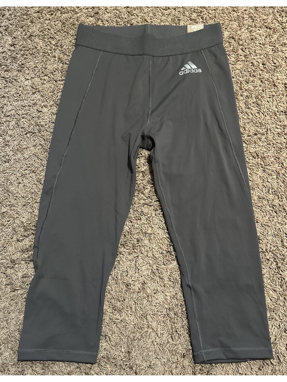 NWT Woman’s Adidas Training Leggings Fitted Gray Large High Rise 3/4 Style
